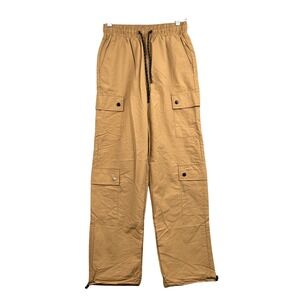 NO BOUNDARIES Cargo Pants Drawstring Waist Wide Leg Womens XS Tan